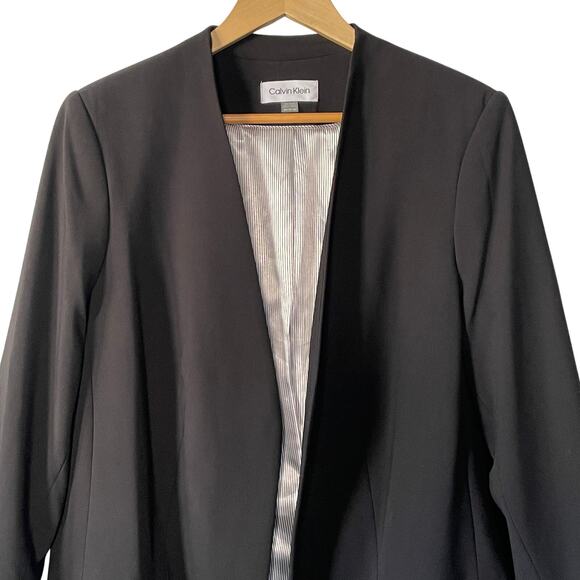 Calvin Klein Womens Blazer Jacket Career Longer Length Size 18W Black Plus - Picture 3 of 11